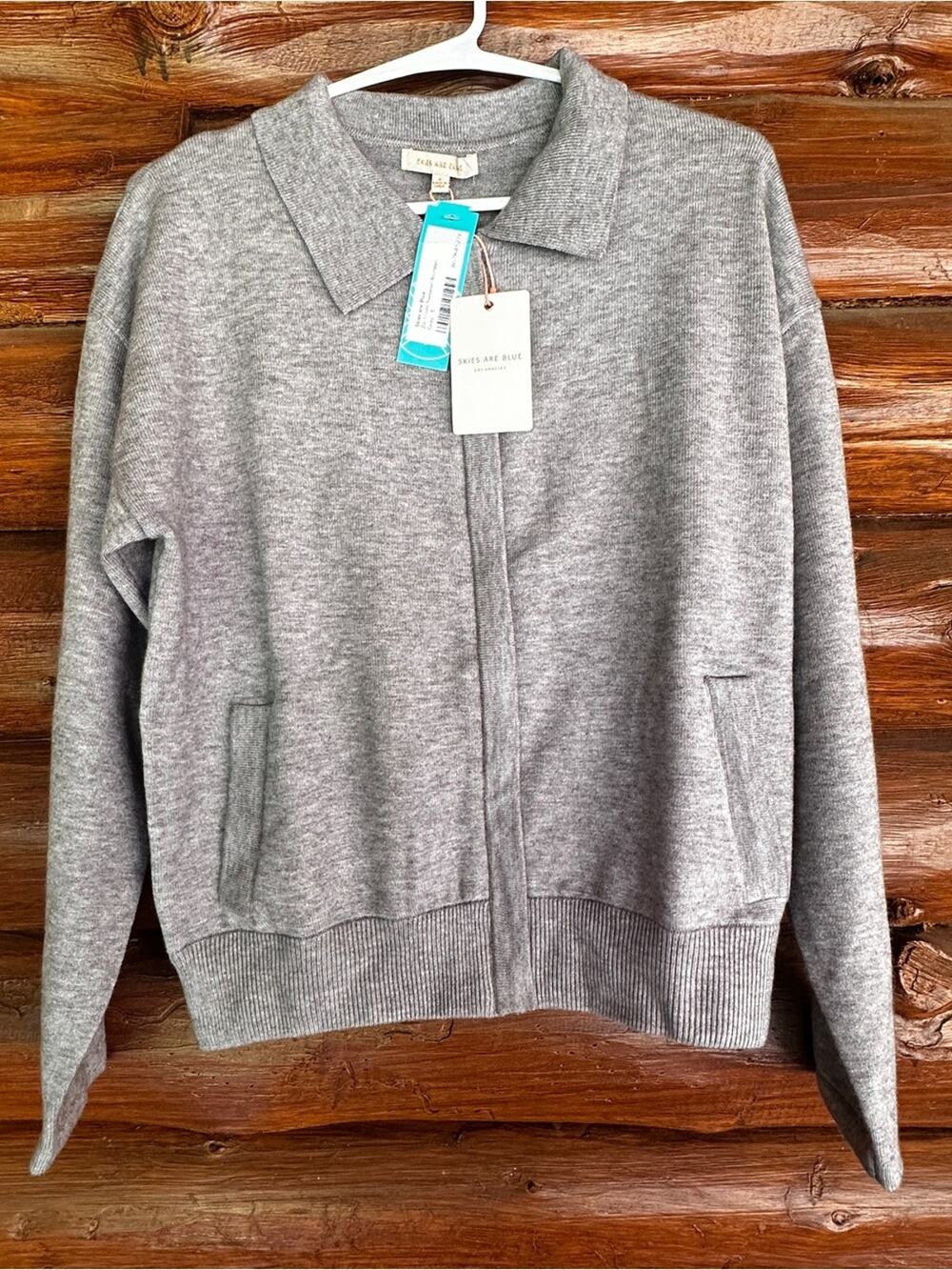 Skies Are Blue Heather Gray Zip Bomber